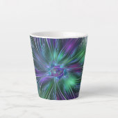 Tasse Latte Fleur verte abstraite moderne fractale violette (Devant)