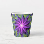 Tasse Latte Fleuron vert violet Art Abstrait fractal moderne (Devant)