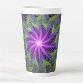 Tasse Latte Fleuron vert violet Art Abstrait fractal moderne (Devant)