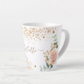 Tasse Latte fleurons d'or rose eucalyptus or nom parties scint (Angle droit)