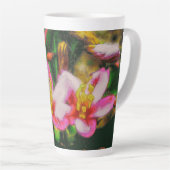 Tasse Latte Fleurs à éclaboussures roses (Angle droit)