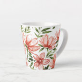 Tasse Latte Fleurs à l'aquarelle rouges (Angle droit)
