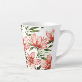 Tasse Latte Fleurs à l'aquarelle rouges (Droite)