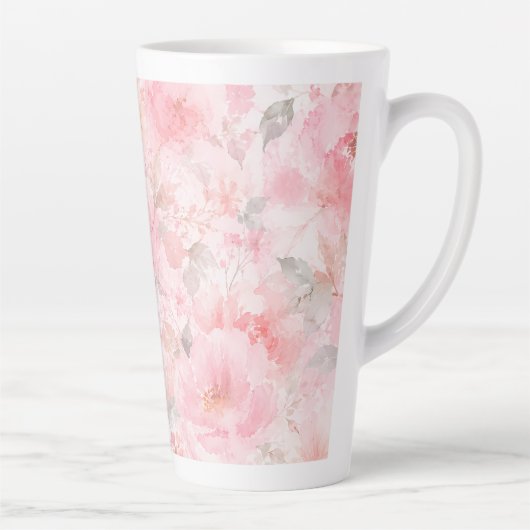 Tasse Latte Fleurs aquarelles Blush Bloom (Droite)