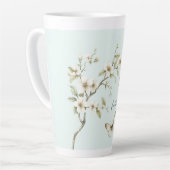 Tasse Latte Fleurs blanches de menthe papillons  (Angle gauche)