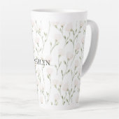 Tasse Latte Fleurs blanches roses (Angle droit)