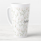 Tasse Latte Fleurs blanches roses (Angle gauche)