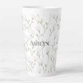 Tasse Latte Fleurs blanches roses (Devant)