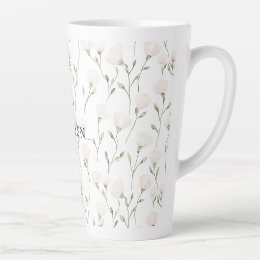 Tasse Latte Fleurs blanches roses (Droite)