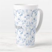 Tasse Latte Fleurs Blancs Chic Et Joli Bleu (Angle droit)
