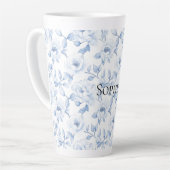Tasse Latte Fleurs Blancs Chic Et Joli Bleu (Angle gauche)