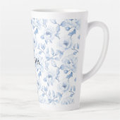 Tasse Latte Fleurs Blancs Chic Et Joli Bleu (Droite)
