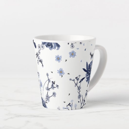 Tasse Latte Fleurs bleues (Angle droit)