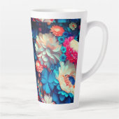 Tasse Latte Fleurs bleues Arrière - plan-1 (Droite)