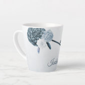 Tasse Latte fleurs bleues marine poussiéreuses botanique  (Angle gauche)