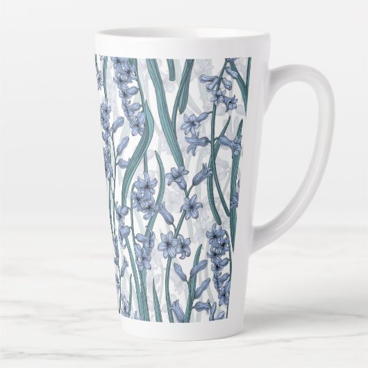 Tasse Latte Fleurs Blue Hyacinth sur blanc (Droite)