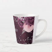 Tasse Latte Fleurs Bourgogne élégant nom monogramme (Droite)