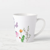 Tasse Latte Fleurs colorées et papillons Monogramme W (Droite)