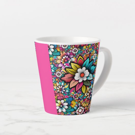 Tasse Latte Fleurs colorées Galore (Angle droit)
