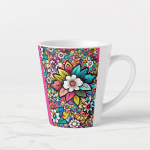 Tasse Latte Fleurs colorées Galore