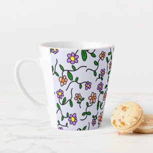 Tasse Latte Fleurs Colorées, Motif Floral, Verdure, Boho