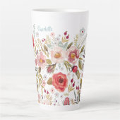 Tasse Latte Fleurs d'aquarelle Fleurs personnalisées Grosse Mu (Devant)