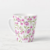 Tasse Latte Fleurs d'aquarelle lâche bohème rose et vert (Angle gauche)