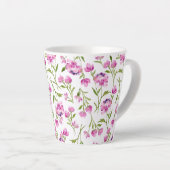 Tasse Latte Fleurs d'aquarelle lâche bohème rose et vert (Angle droit)