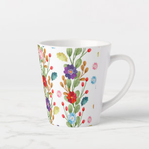 Tasse Latte Fleurs d'aquarelle Motif coloré-67488