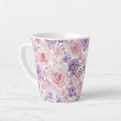 Tasse Latte Fleurs de cœurs de teint rose violet (Angle gauche)