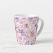 Tasse Latte Fleurs de cœurs de teint rose violet (Angle droit)