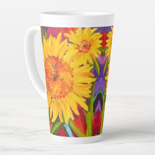 Tasse Latte Fleurs de coucher de soleil (Angle gauche)