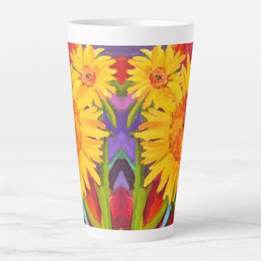 Tasse Latte Fleurs de coucher de soleil (Devant)