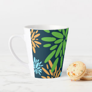 Tasse Latte Fleurs de feux d'artifice colorées Abstraites
