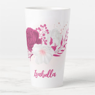 Tasse Latte fleurs de fuchsia botanique 