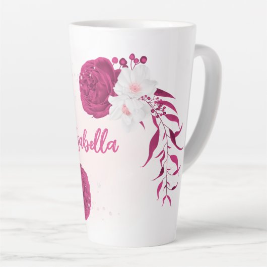 Tasse Latte fleurs de fuchsia botanique (Angle droit)