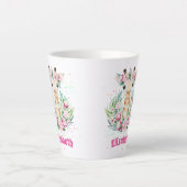 Tasse Latte Fleurs de girafe Boho Nommées Filles, Cadeaux Ados (Devant)