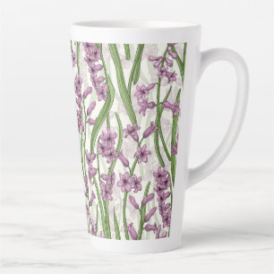 Tasse Latte Fleurs de Hyacinth rose sur blanc naturel