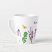 Tasse Latte Fleurs de jardin et papillons Grand-mère Anniversa (Angle gauche)