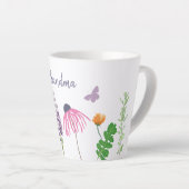 Tasse Latte Fleurs de jardin et papillons Grand-mère Anniversa (Angle droit)