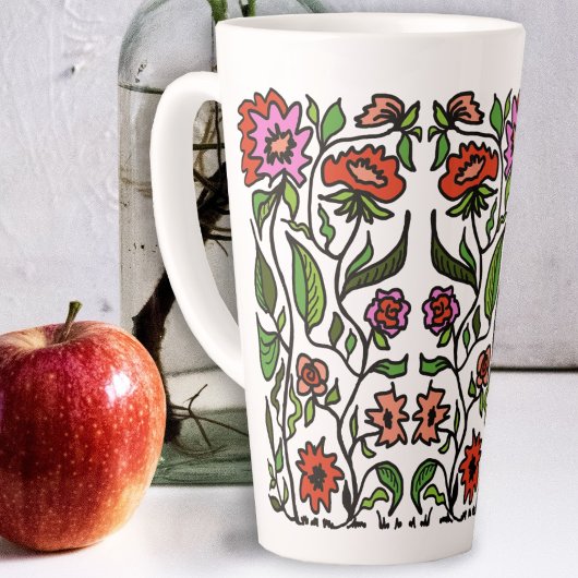 Tasse Latte Fleurs de jardin funky illustrées