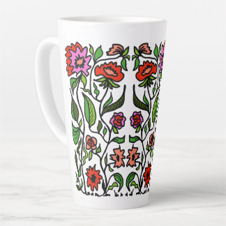 Tasse Latte Fleurs de jardin funky illustrées