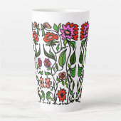 Tasse Latte Fleurs de jardin funky illustrées (Devant)