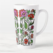 Tasse Latte Fleurs de jardin funky illustrées (Droite)