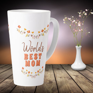 Tasse Latte Fleurs de la Meilleure Maman du Monde Fête des Mèr