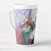 Tasse Latte Fleurs de la Plumeria tropicale (Angle gauche)