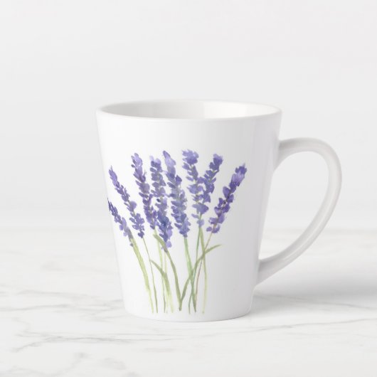Tasse Latte Fleurs de lavande Aquarelle Florale pourpre (Droite)