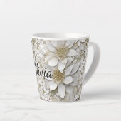 Tasse Latte Fleurs de Lotus Blanc Or Personnalisées (Angle droit)
