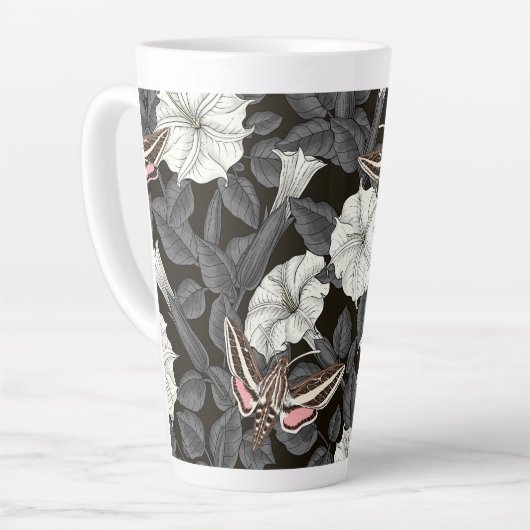 Tasse Latte Fleurs de lune et sphinx Moths 2 (Angle gauche)