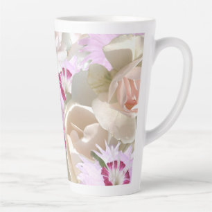 Tasse Latte Fleurs de mariage roses